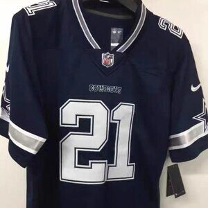away fan-edition jersey of Ezekiel Elliott (No. 21) of the Dallas Cowboys